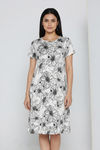 Zivame Knit Cotton Knee Length Nightdress With In Built Slip On Bra - Whisper White — thumbnail 3